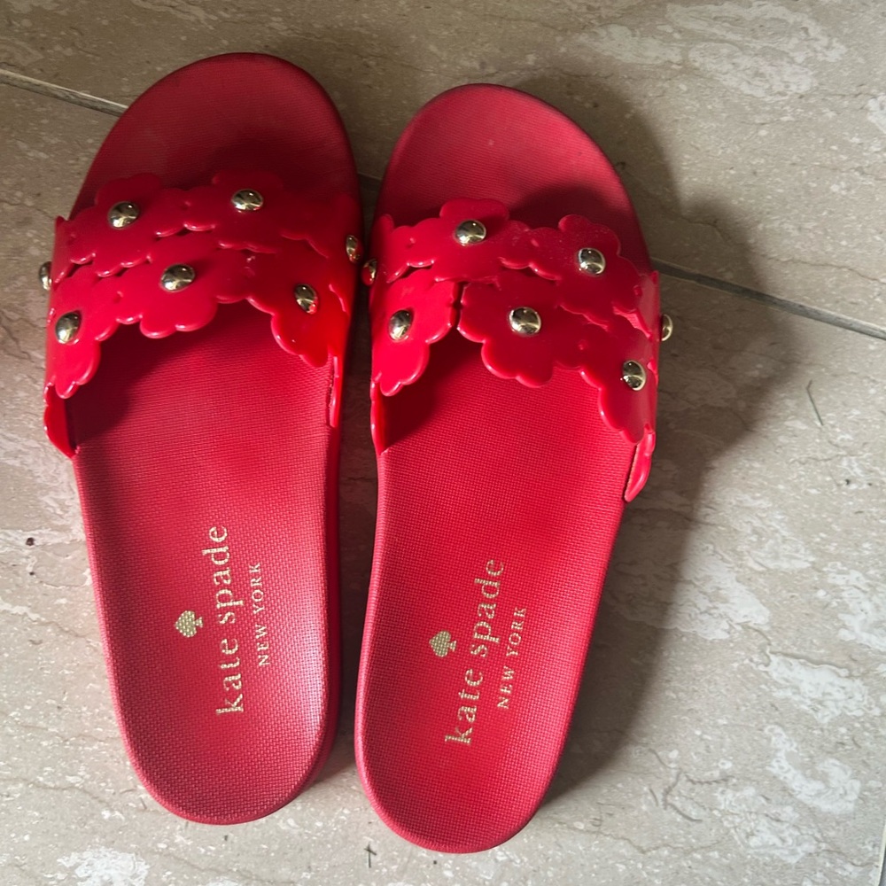 Kate Spade Red Floral Slide Sandals